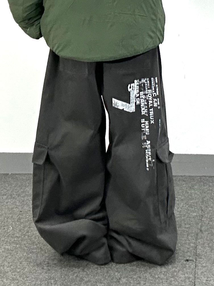 peach graphic cargo pants