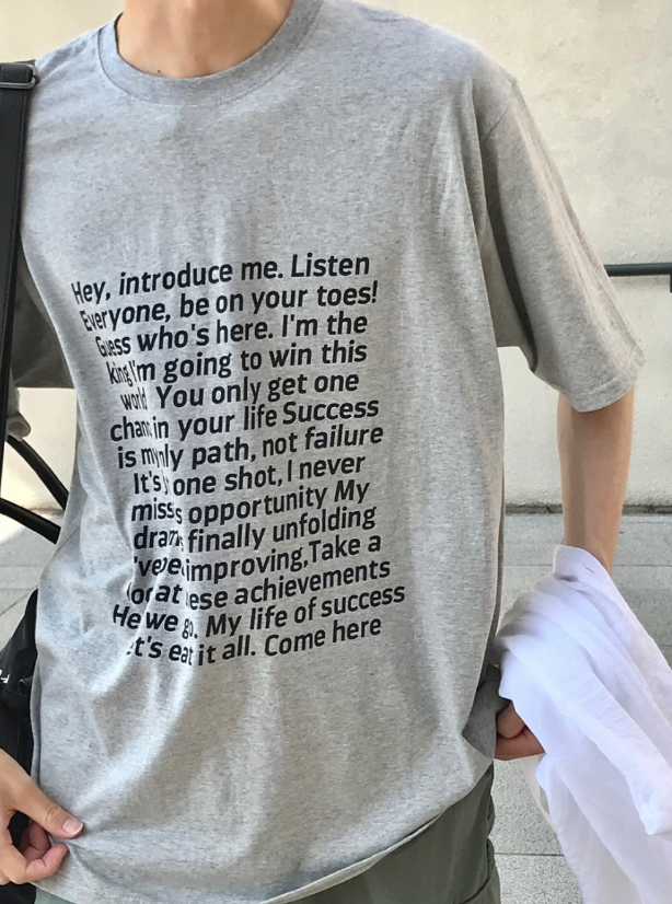 Square frame lettering shorts sleeve T