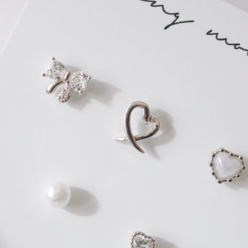 [5 set] Ribbon Pearl Piercing Set