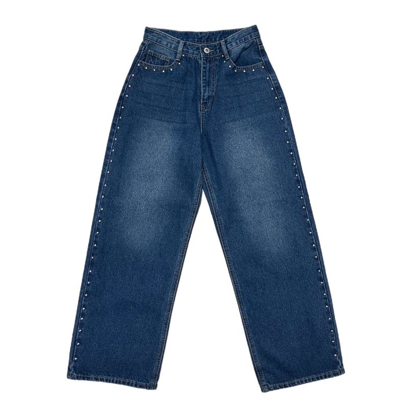 Sia Ball Stud Wide Denim Pants