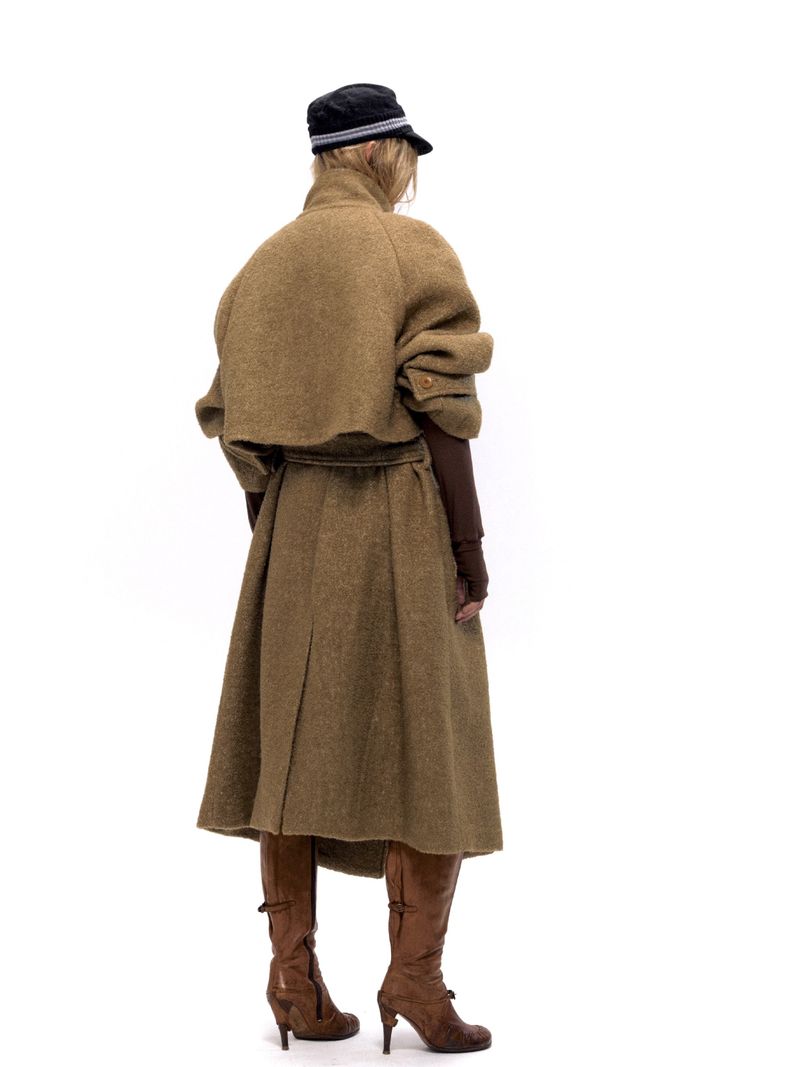 NyDkyel™ Round wool fabric long woolen coat