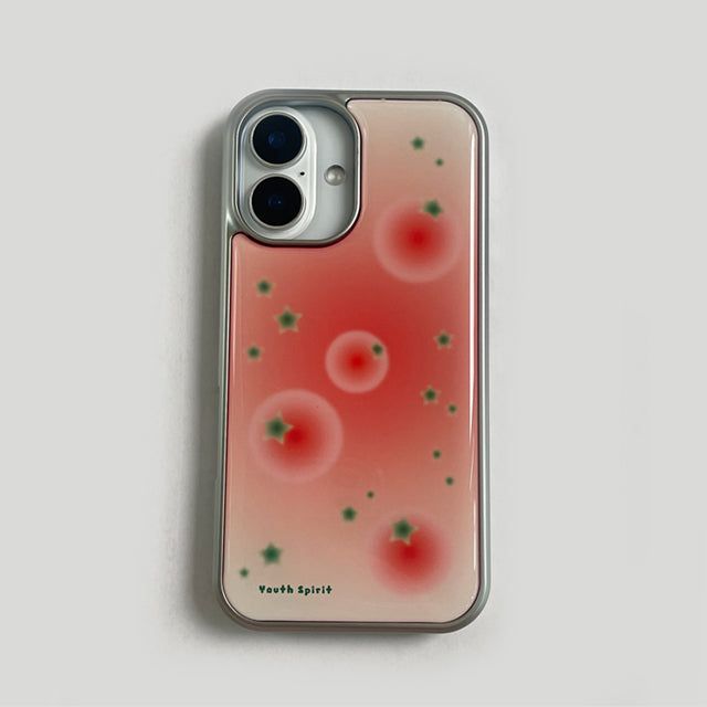 Stylish tomato red silver epoxy case