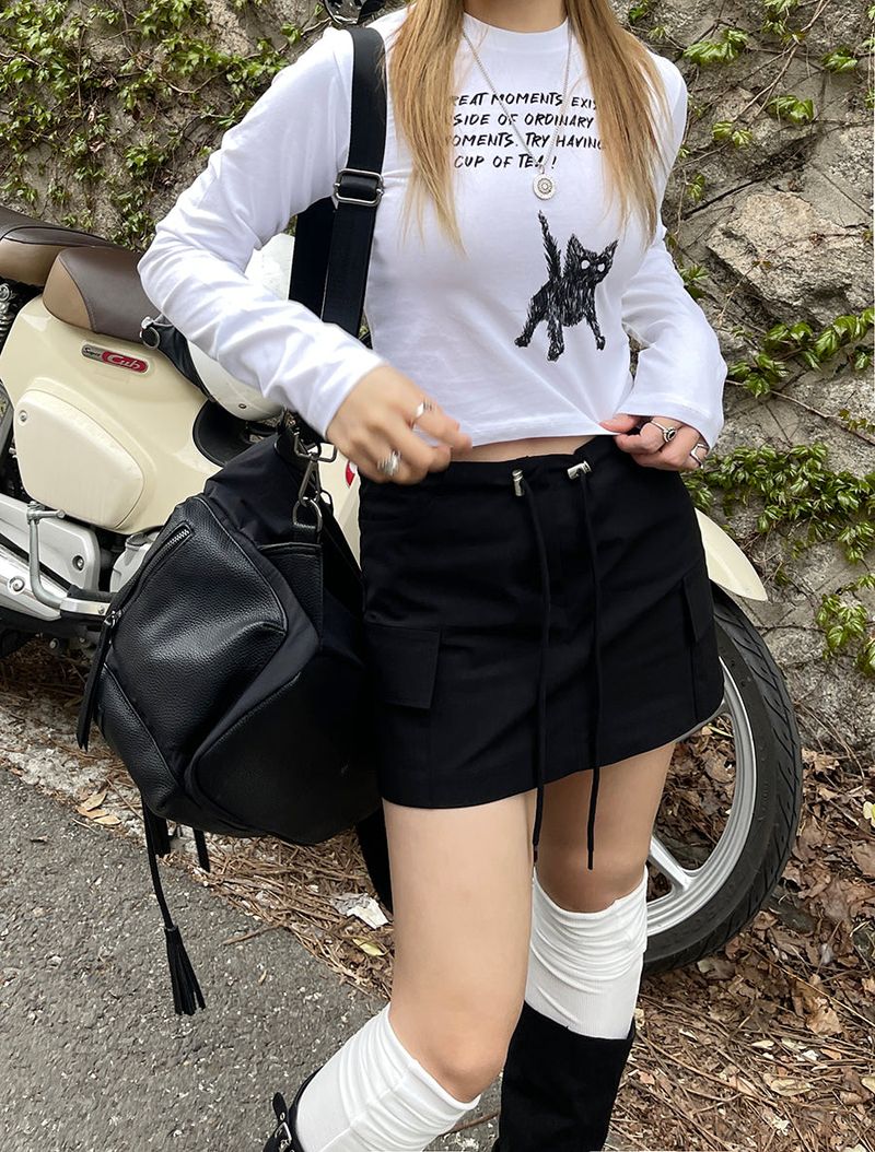 nylon low string mini skirt