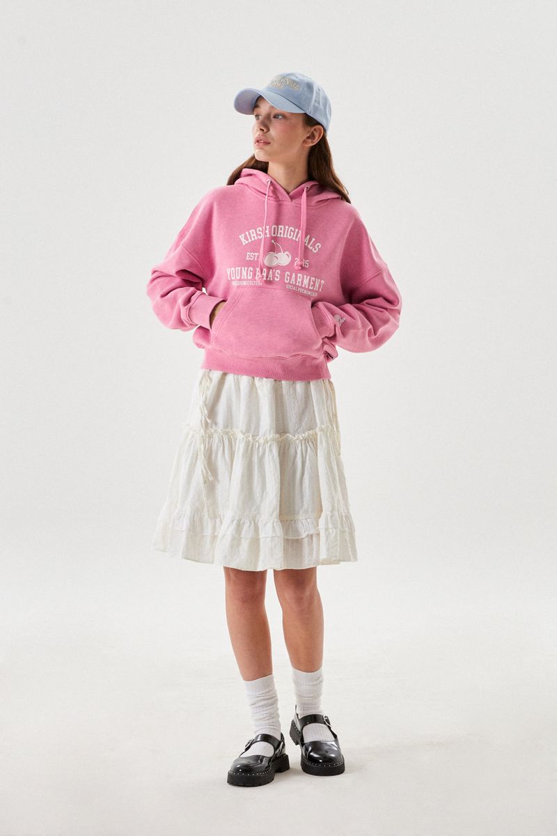 CHERRY ARCH LOGO CROP HOODIE [PINK]