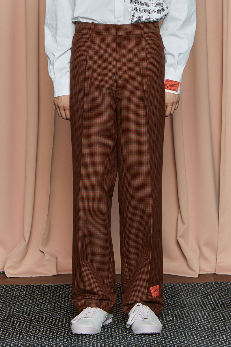 UNALLOYED(アナロイド)の「HOUND TOOTH CHECK PANTS / NAVY&ORANGE(Pants)」