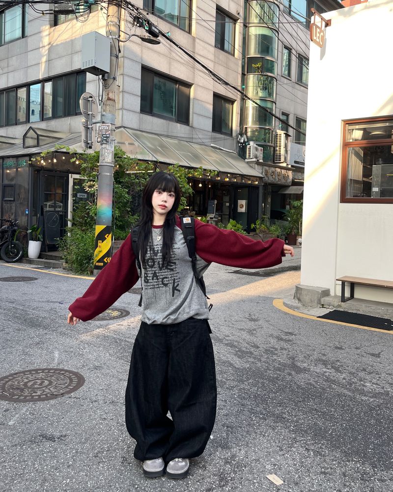 Shino raglan waffle sweatshirt 