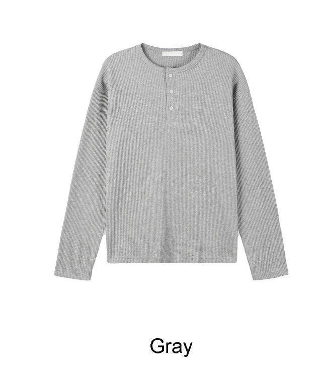 Tove Waffle Henley Neck Long Sleeve Tee