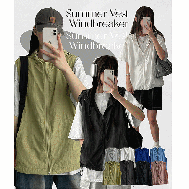 hijjoo（ハイチュー）の「MoN Summer Windbreaker Nylon Hooded Vest Jumper（Jackets/Outerwear）」
