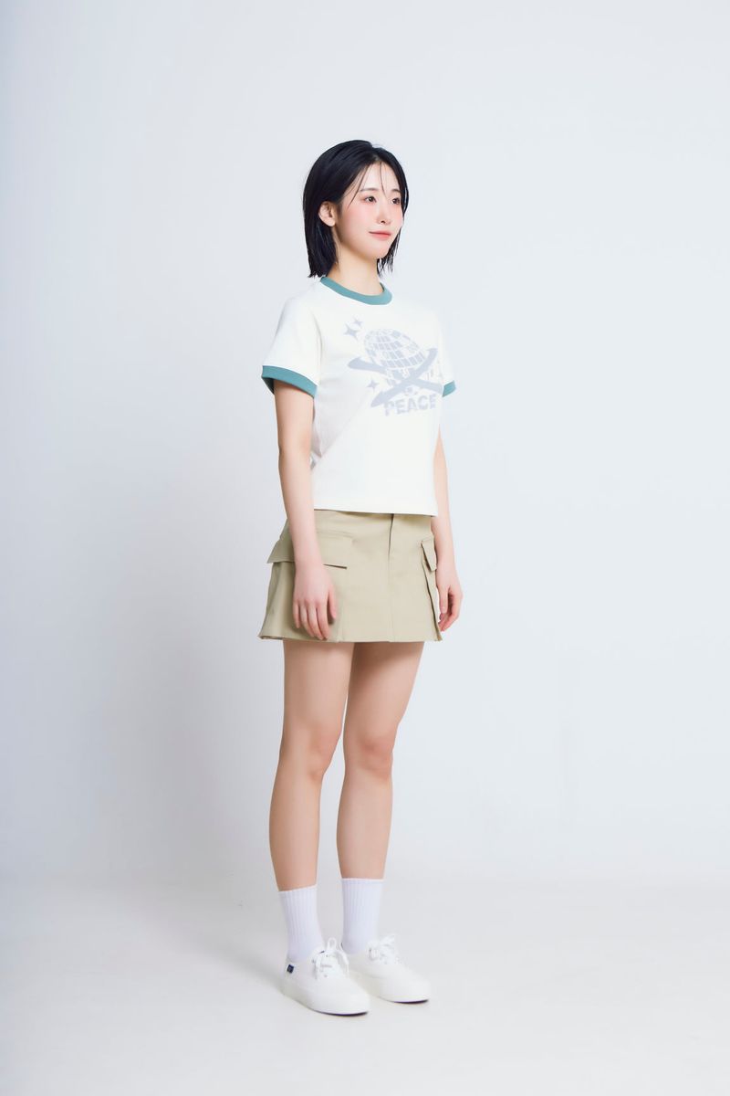 universe print ½T-shirts_ivory/green