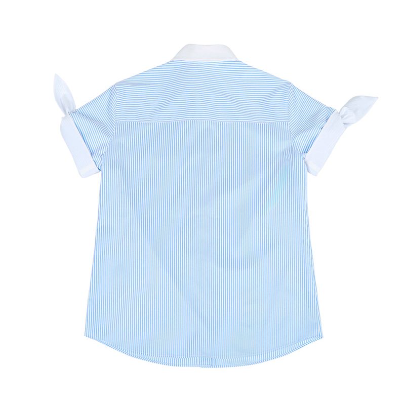 Knot stripe half sleeve shirts (BLUE STRIPE)