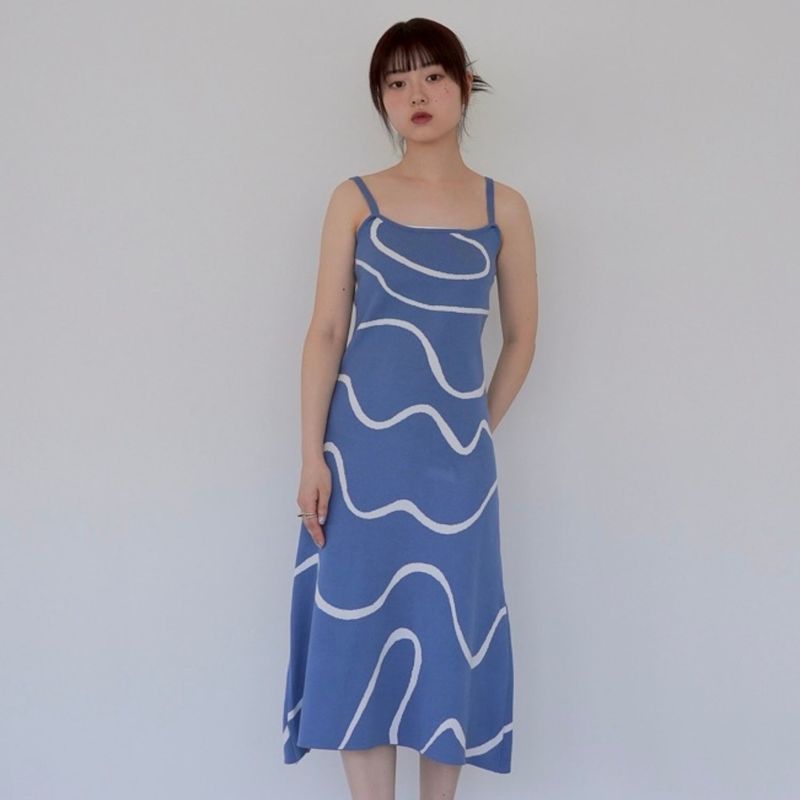Wave pattern knit one piece