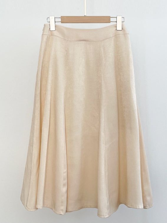 Jemu Satin Flare Midi Skirt