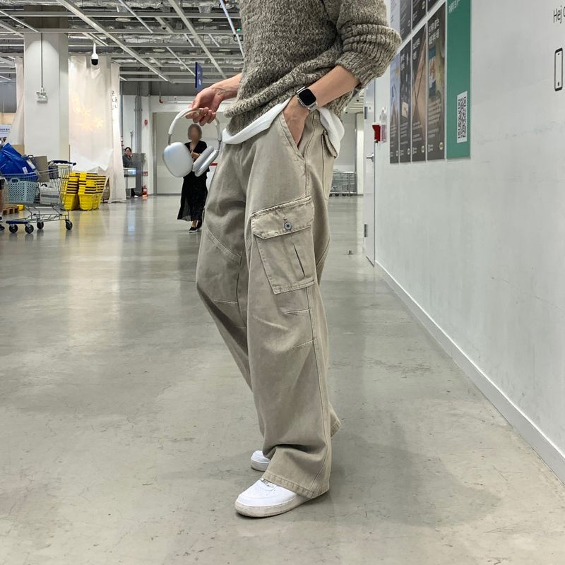 LMN Stone Cargo Slit Wide Pants (3 colors)