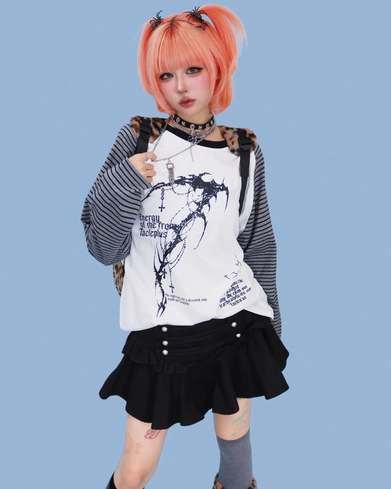 grunge striped box T