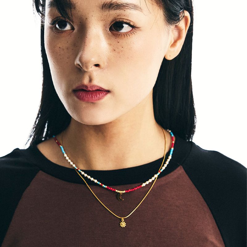 S SY（エスエスワイ）の「[SET] cherry gold turkey stone & gold daisy necklace（Accessories）」