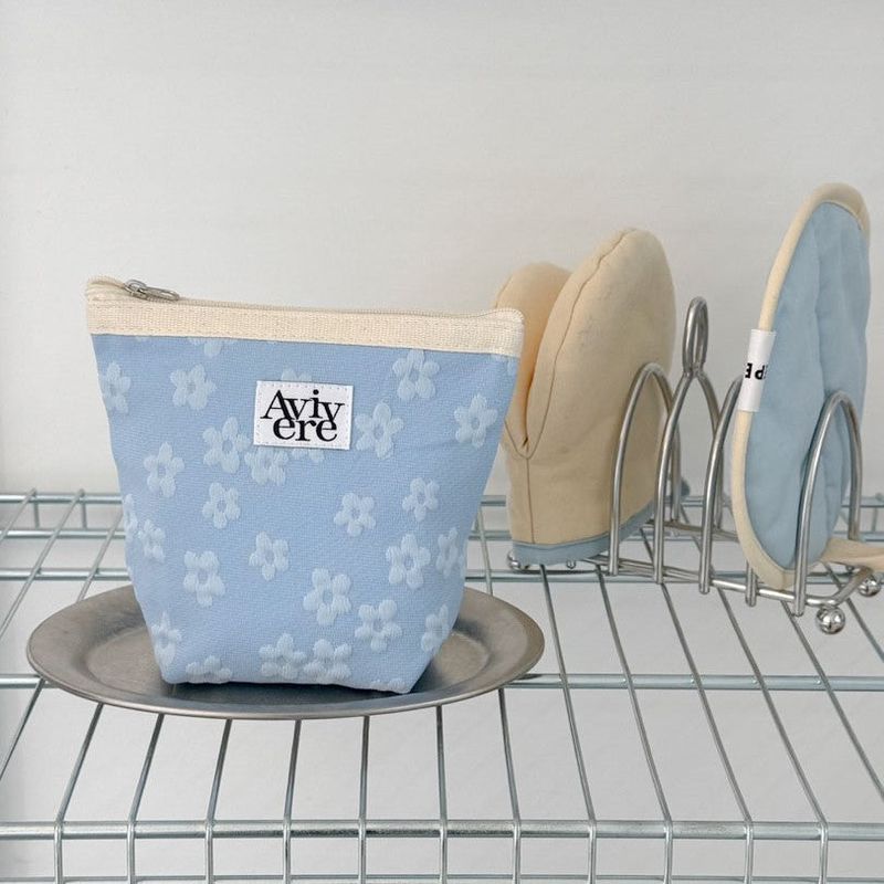 classic pouch_flower skyblue