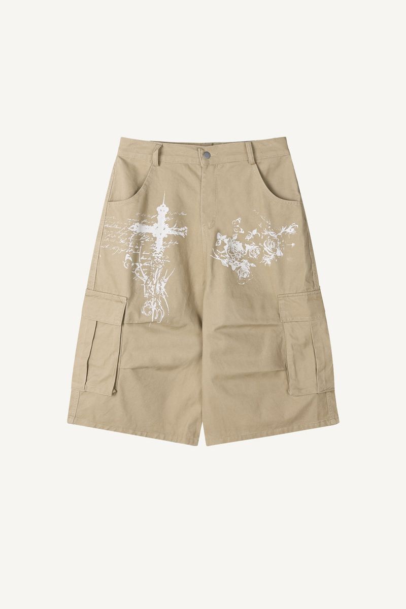 Cross-print Cargo Bermuda Pants