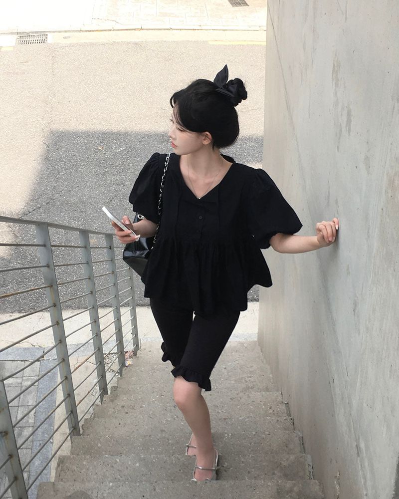 [MADE] Enma, short-sleeved balloon puff blouse