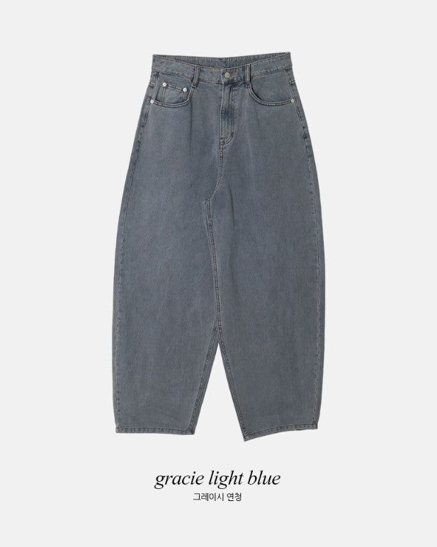 Back Flap Pocket Washed Wide Denim Pants (2color)