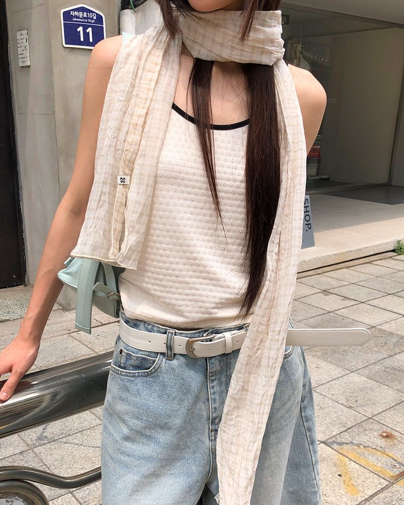 [ORIGINAL] Wimming check wrinkle scarf