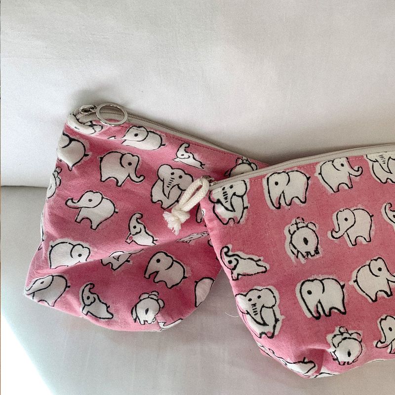 pink elephant pouch (silver ring)
