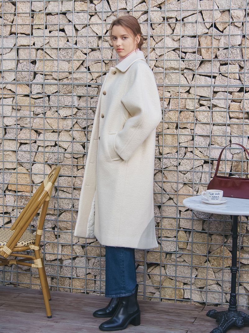 SINGLE LONG COAT_IVORY