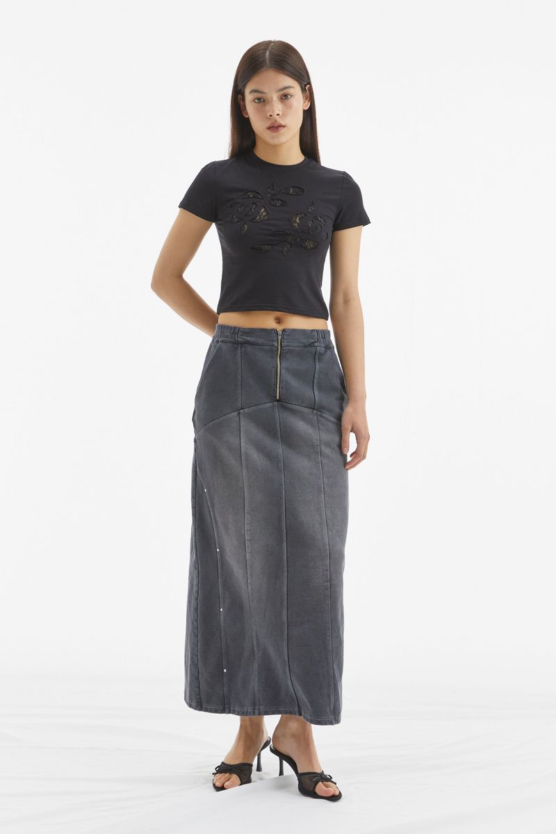 ROSE LACE CROP TOP /  BLACK