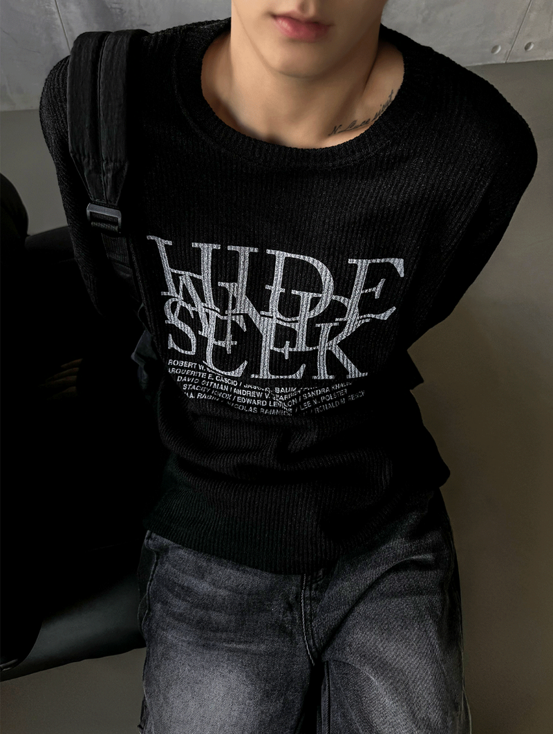 dope lettering knit long-sleeved