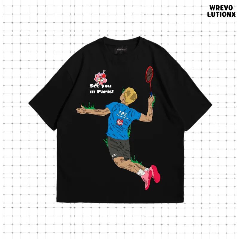 "See You in Paris" Badminton T-shirt(Black)