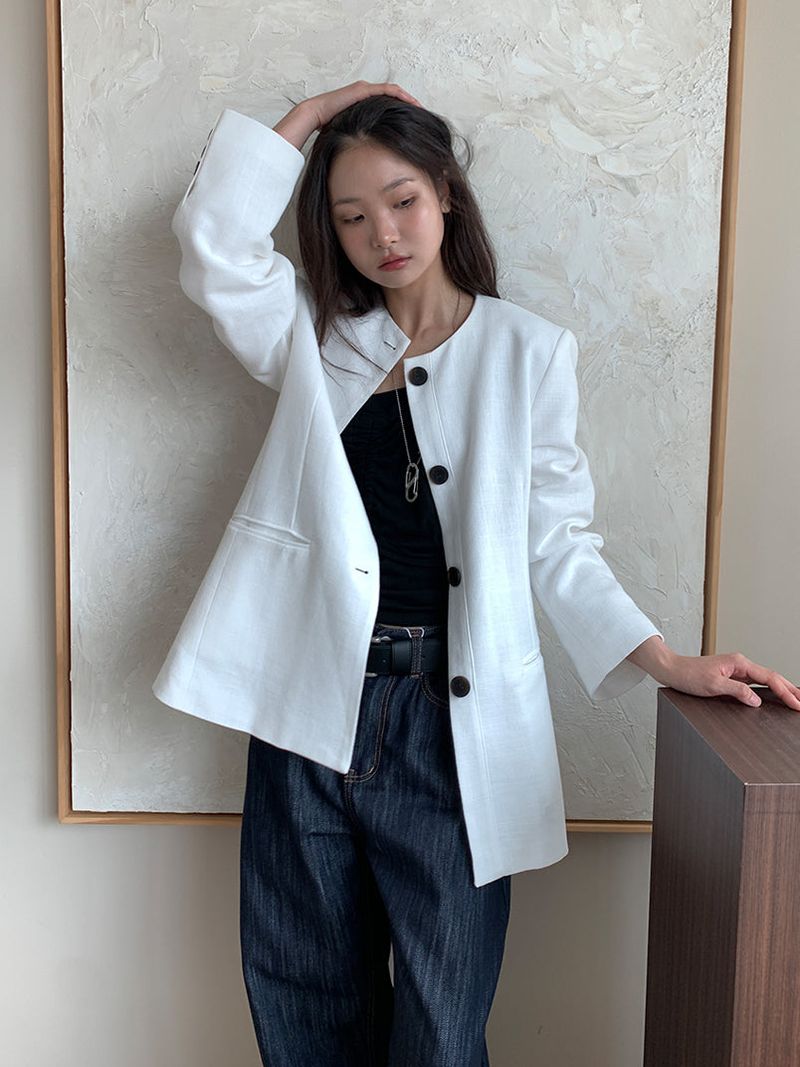 NON COLLAR LINEN JACKET (2C)