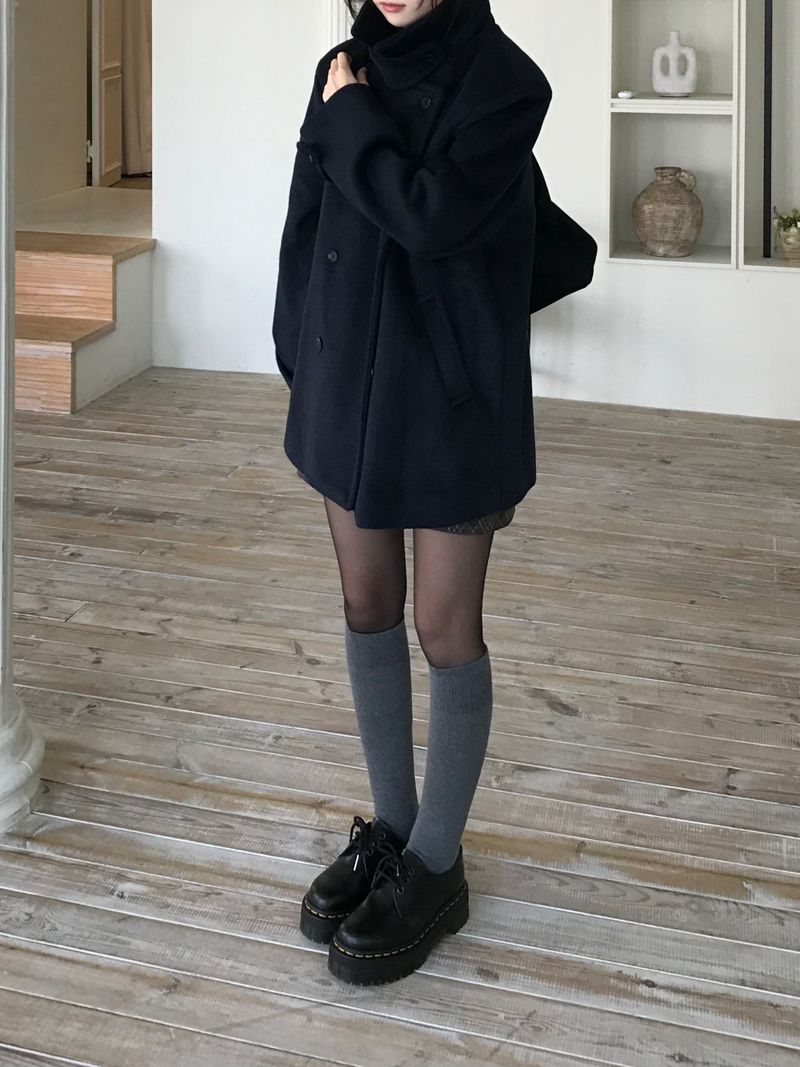 High-neck double coat (2 colors)
