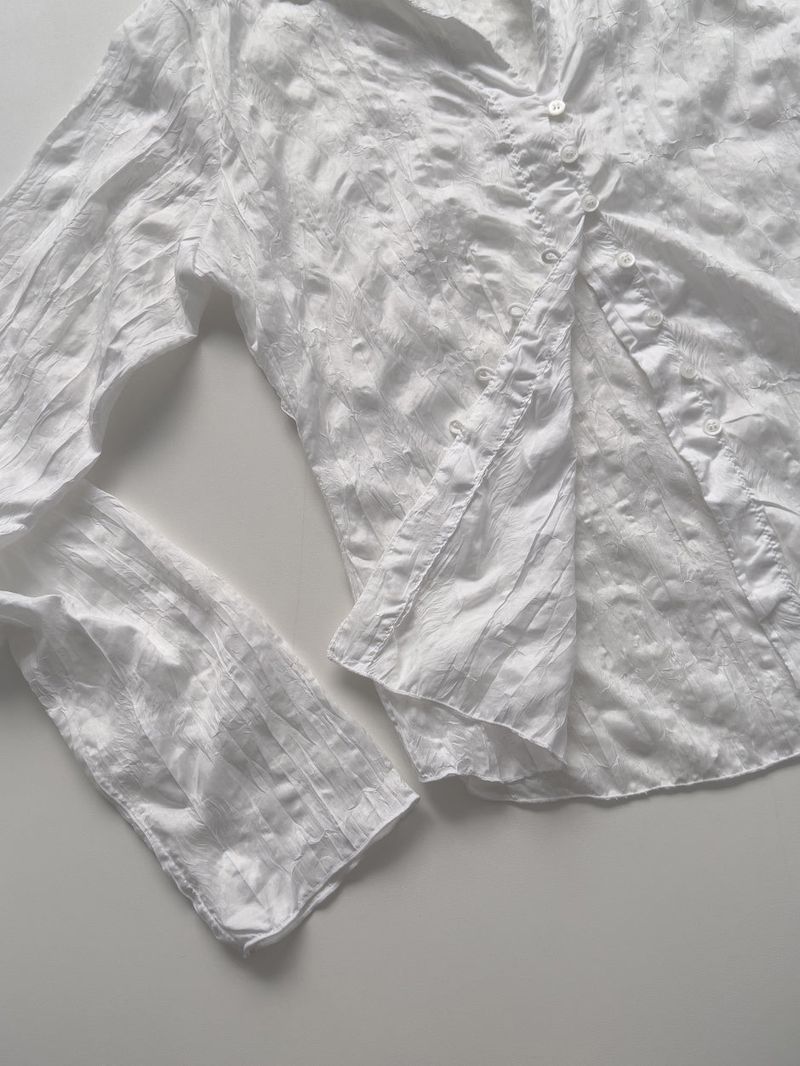 Shining Wrinkle Collar Blouse