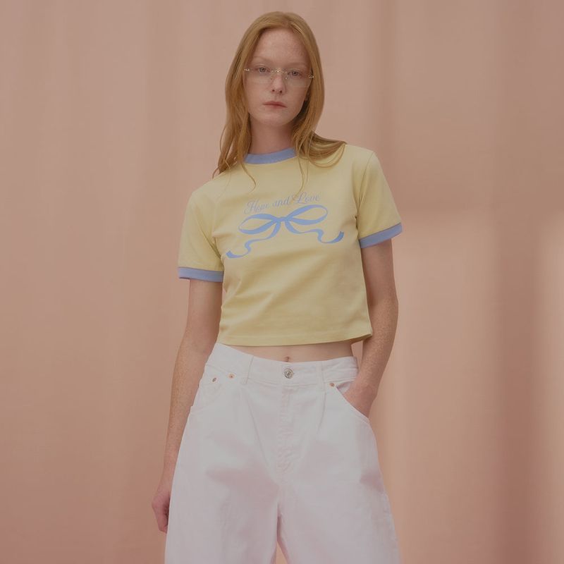 NCOVER(エンカバー)の「LOVE RIBBON RINGER TSHIRT-CREAM(Tops)」