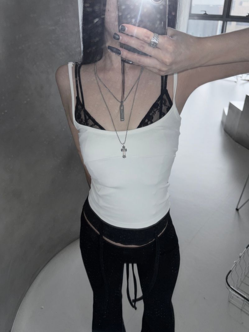lace bra layered top (2color)