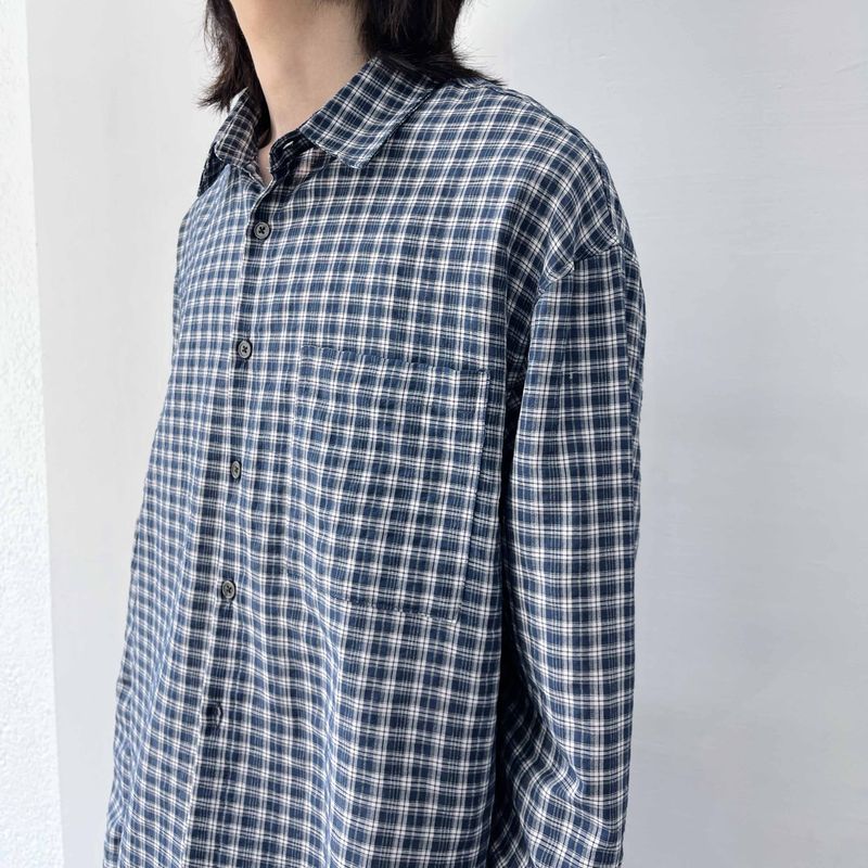 Retro Gradient Check Cropped Shirt
