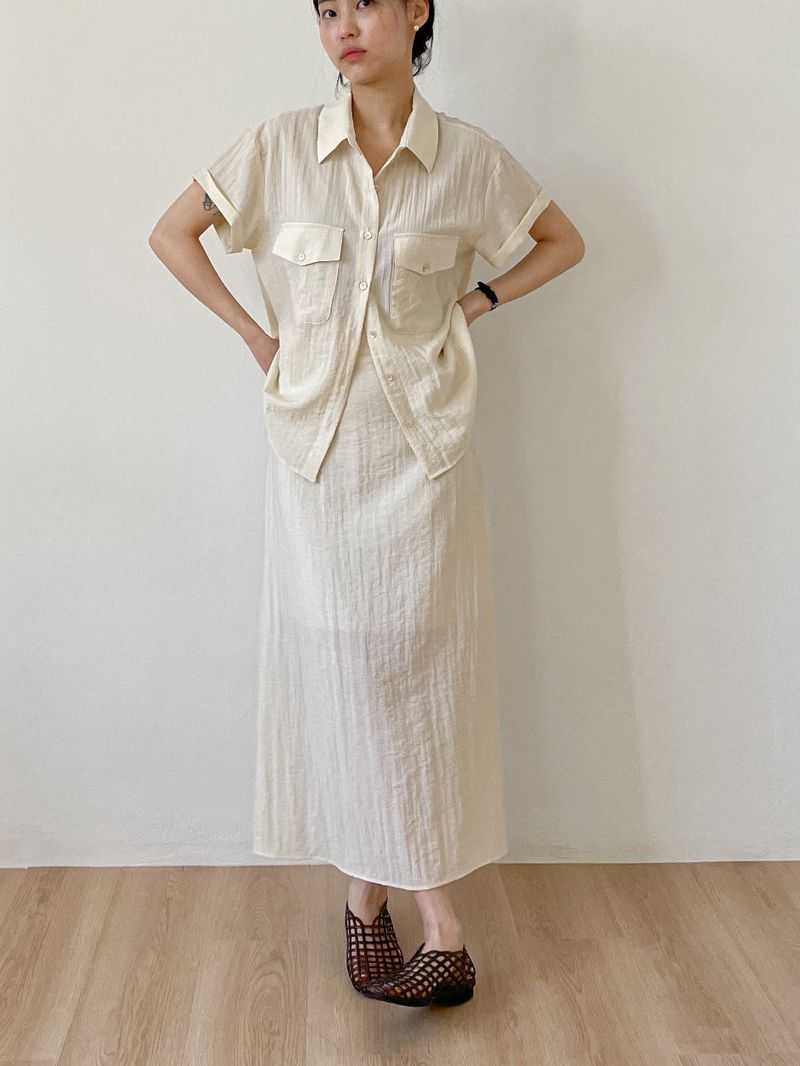 Even Nylon Roll-up Short Sleeve Shirt