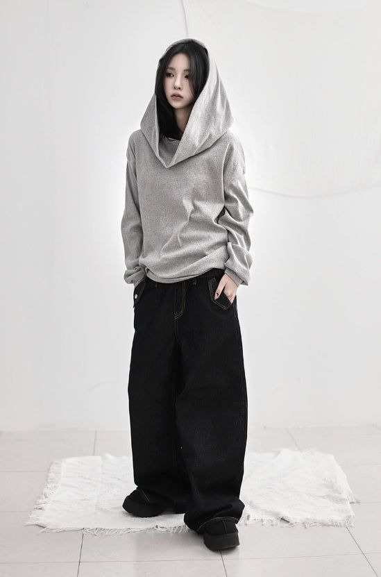 Band-layered low denim pants