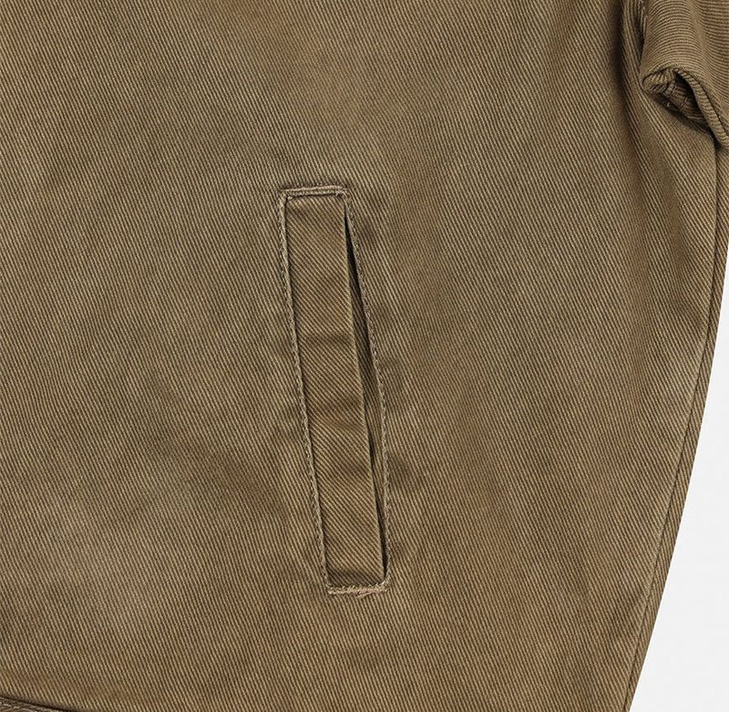 Rentto Basic Collar Zipper Loose Fit Cotton Jacket