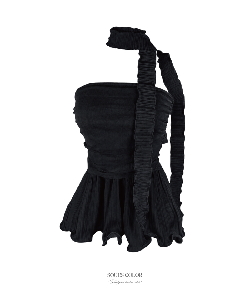 Mermaid sheer frill scarf top (3color)