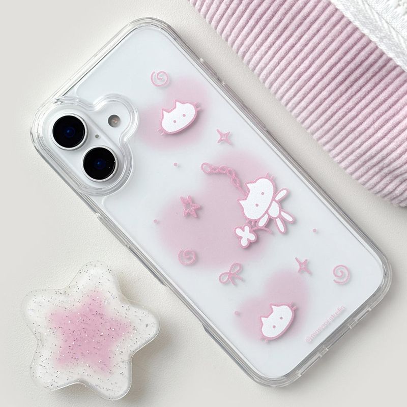 Monani Studio（モナニースタジオ）の「[Gel-hard] Heart cat Phone case (Pink) (only case)（Smartphone Accessories）」