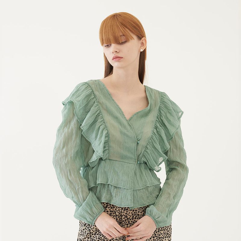 RUFFLED BLOUSE (MINT)