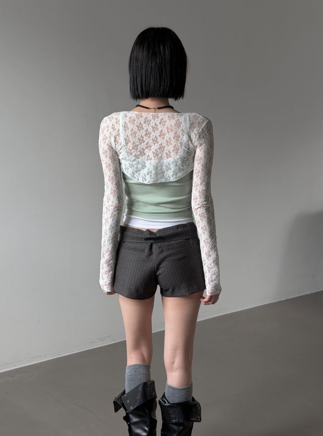 Cier Rose See-through Bolero Cardigan