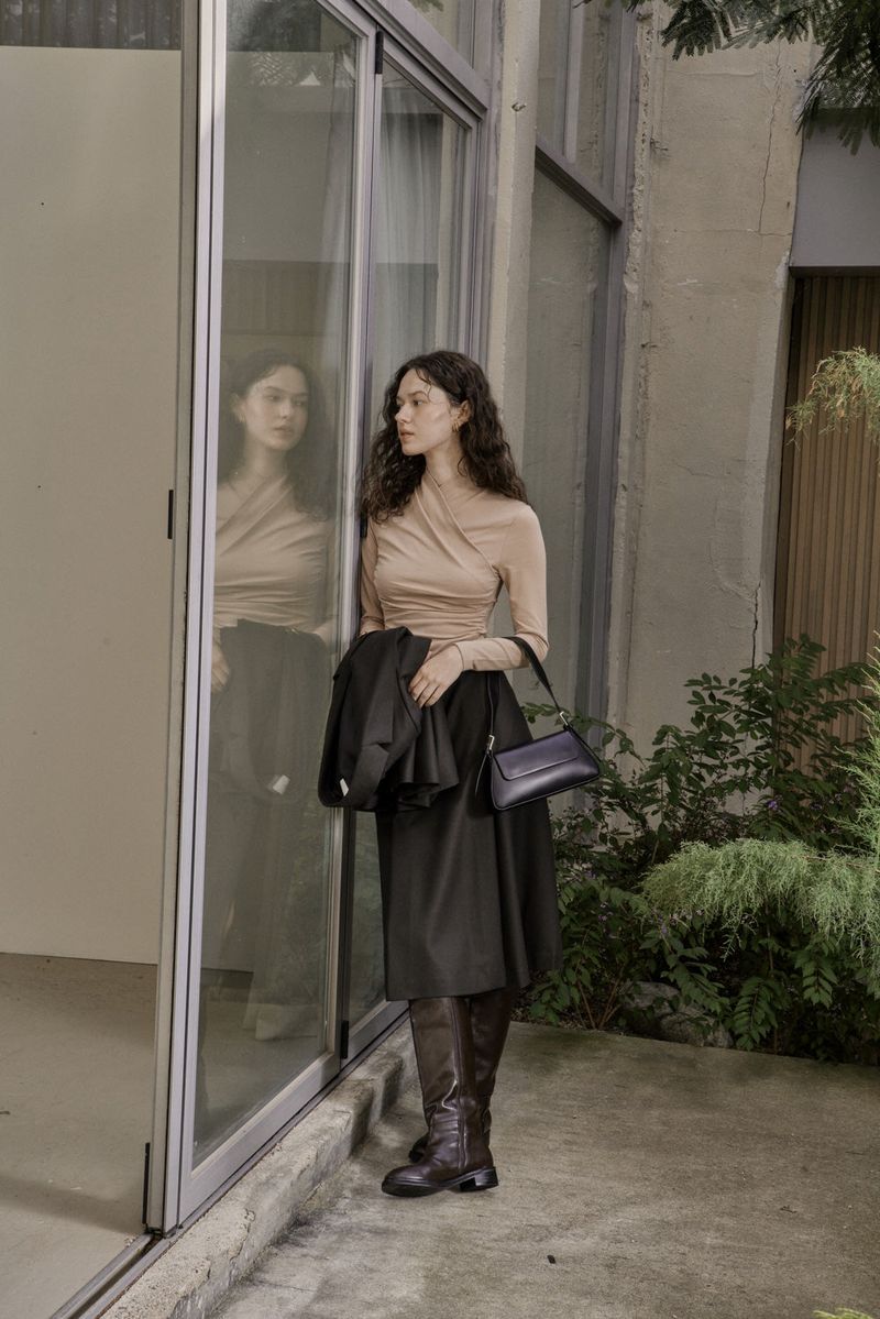 DRAPE JERSEY TOP_BEIGE