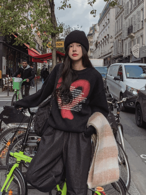 ULAN（ユレン）の「Kuro spray heart wool knitwear（Tops）」
