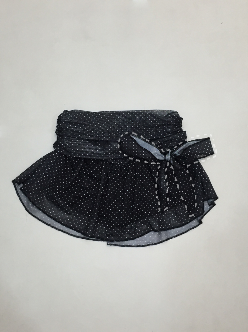 Dot Ribbon Strap Skirt (Black