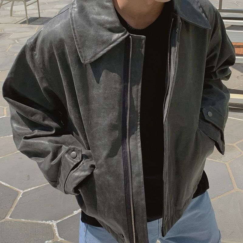 Bell Crack Leather Crop Jacket (3color)