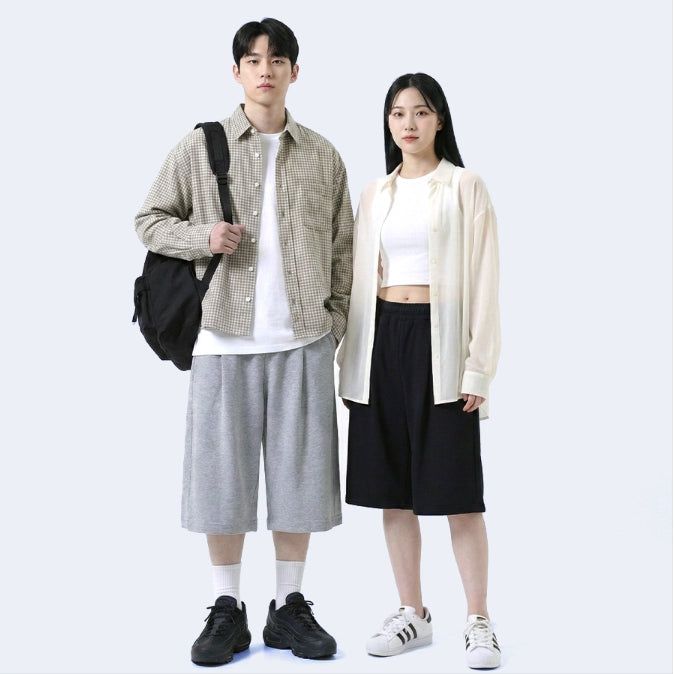 Balloon Curved Sweat Bermuda Pants Black