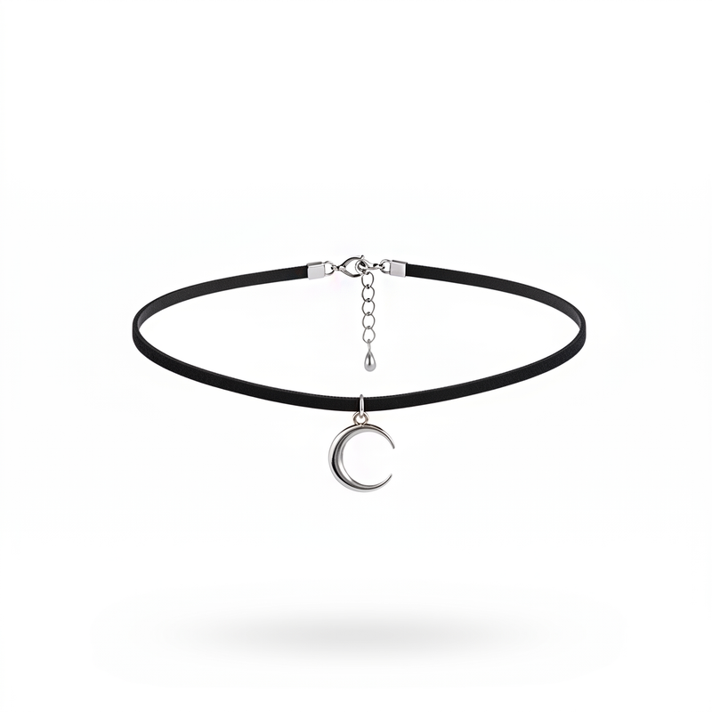 Crescent Moon Choker - Silver Color