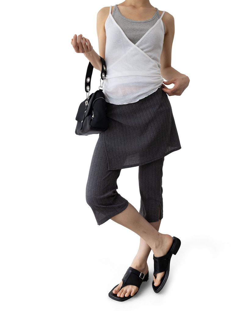 Ribbed Capri Wrap Pants