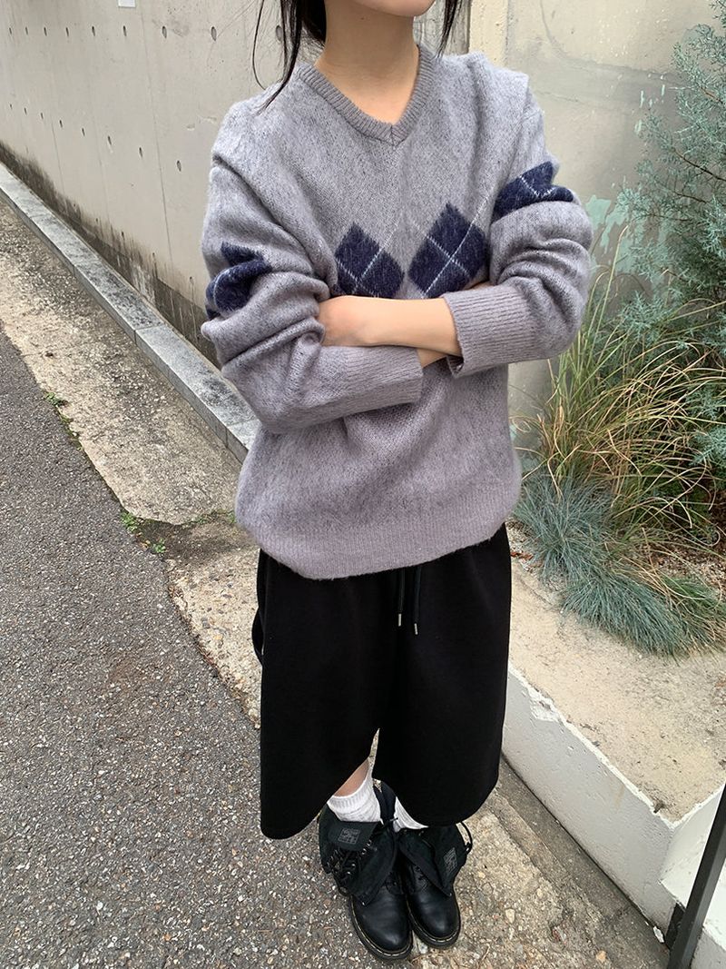 BRUSH ARGYLE KNIT (3C)